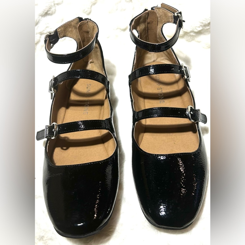 Sun Stone mary Jane ballet triple buckle strap square toe women’s flats size 8M - Picture 5 of 11